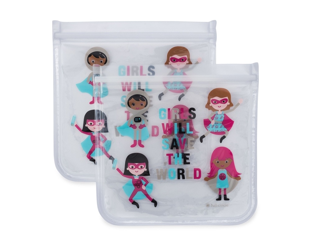 Sacos de sanduíche reutilizáveis Ziptuck Heróis de meninas Full Circle - Imagem 3