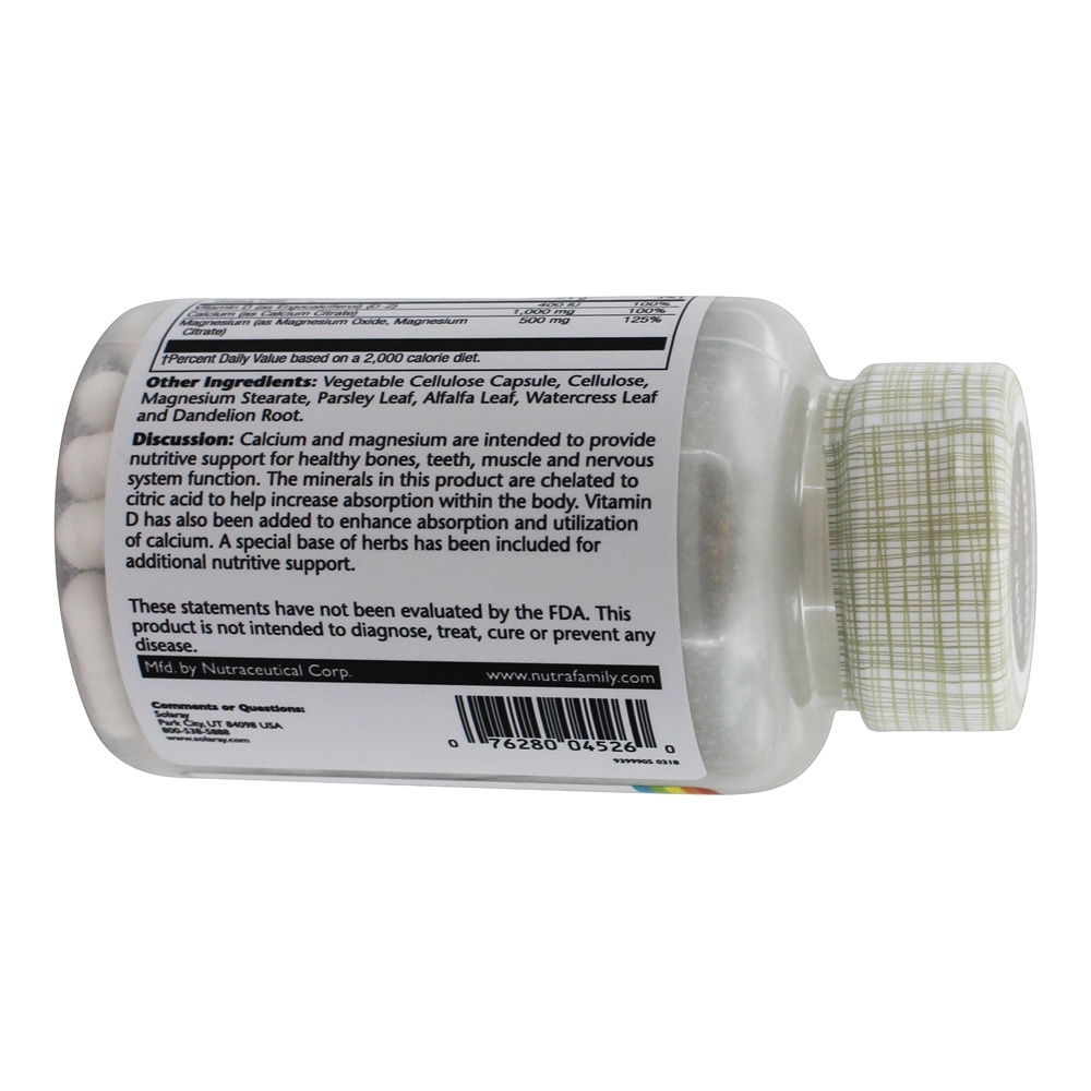 Citrato Cal-Mag 2 : 1 Ratio com Vitamina D2 - 90 Cápsula (s) vegetal (s) Solaray - Imagem 3