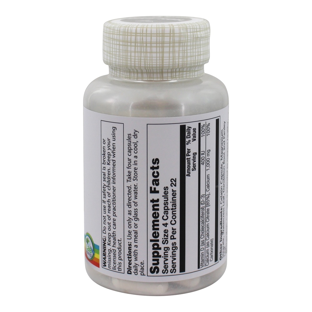 Citrato de cálcio com vitamina D3 1000 mg. - Cápsulas 90 Solaray - Imagem 2
