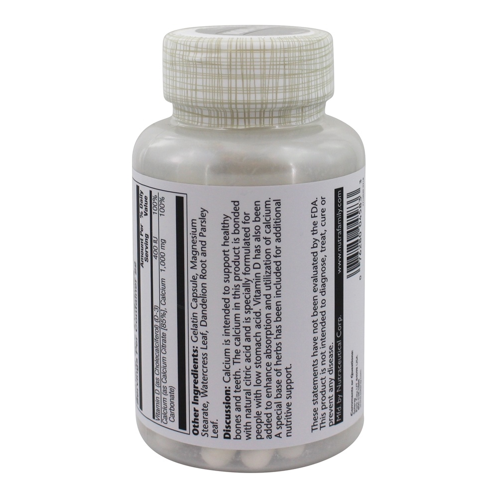 Citrato de cálcio com vitamina D3 1000 mg. - Cápsulas 90 Solaray - Imagem 3