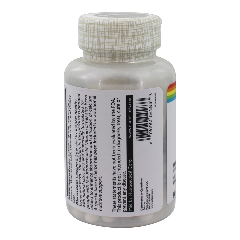 Citrato de cálcio com vitamina D3 1000 mg. - Cápsulas 90 Solaray - Imagem 4