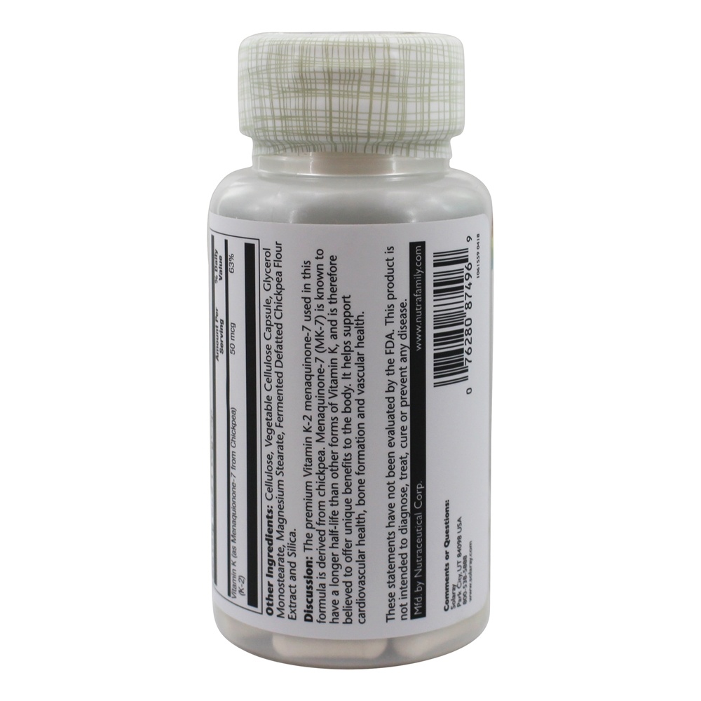 Vitamina K2 Menaquinona-7 50 mcg. - 60 Cápsula (s) vegetal (s) Solaray - Imagem 3