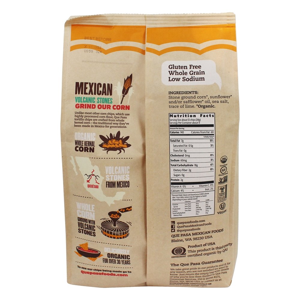 Organic Que Pasa Tortilla Chips De Milho Amarelo - 11 oz. Nature's Path Organic - Imagem 2