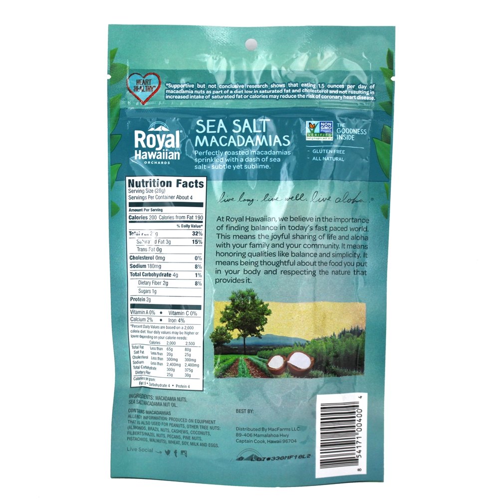 Sal do Mar Macadâmia Assado - 4 oz. Royal Hawaiian Orchards - Imagem 2