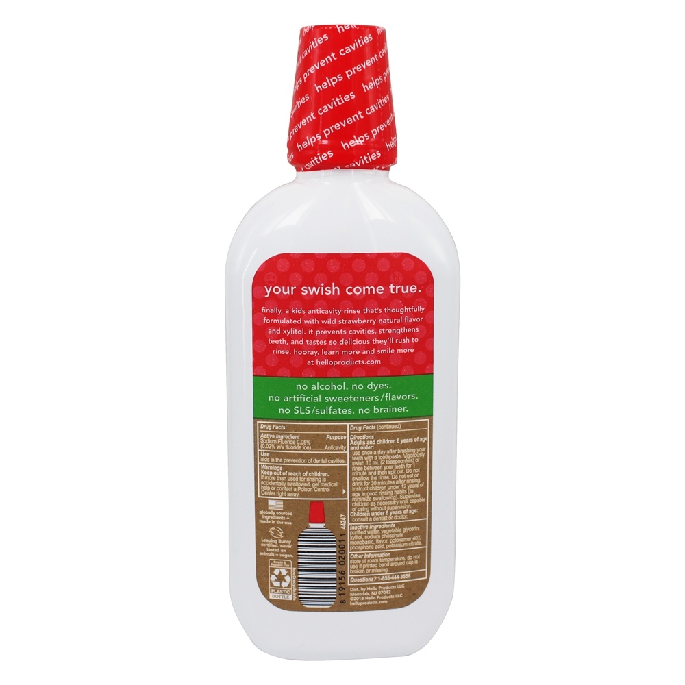 O fluoreto da anticavidade das crianças lava o morango silvestre natural do colutório - 16 fl. oz. Hello Products - Imagem 2