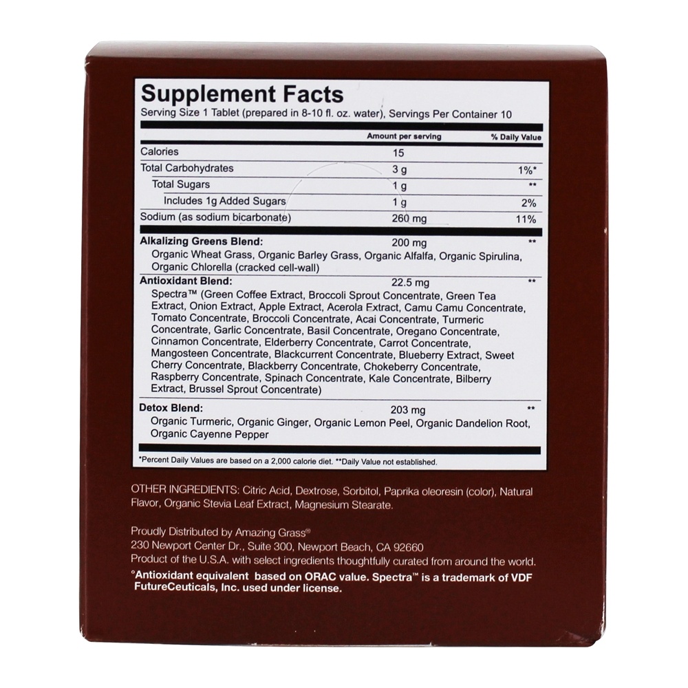 Verde Superfood Detox Efervescentes Verdes Tablets Orange Turmeric - 6 Tubos Amazing Grass - Imagem 2