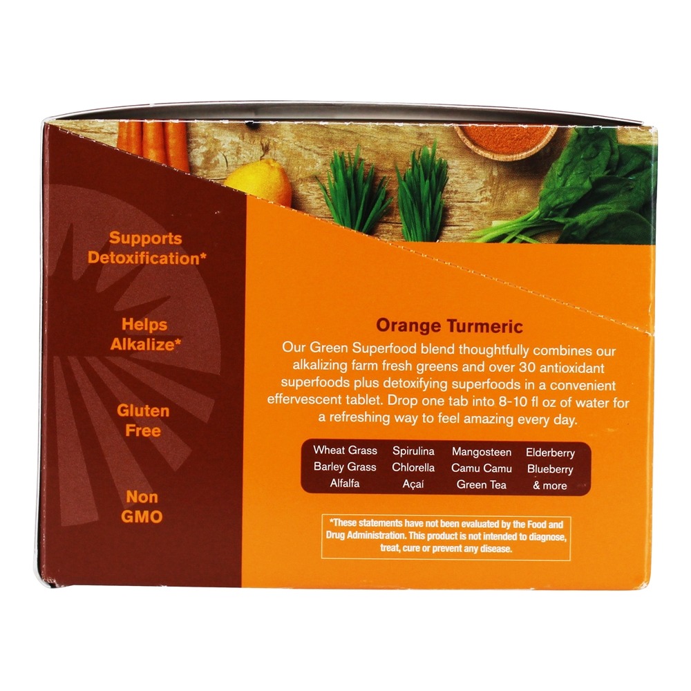 Verde Superfood Detox Efervescentes Verdes Tablets Orange Turmeric - 6 Tubos Amazing Grass - Imagem 3