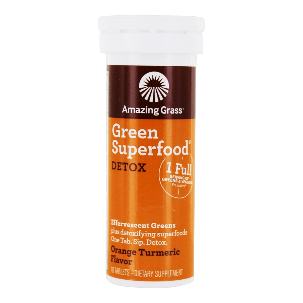 Verde Superfood Detox Efervescentes Verdes Tablets Orange Turmeric - 6 Tubos Amazing Grass - Imagem 5