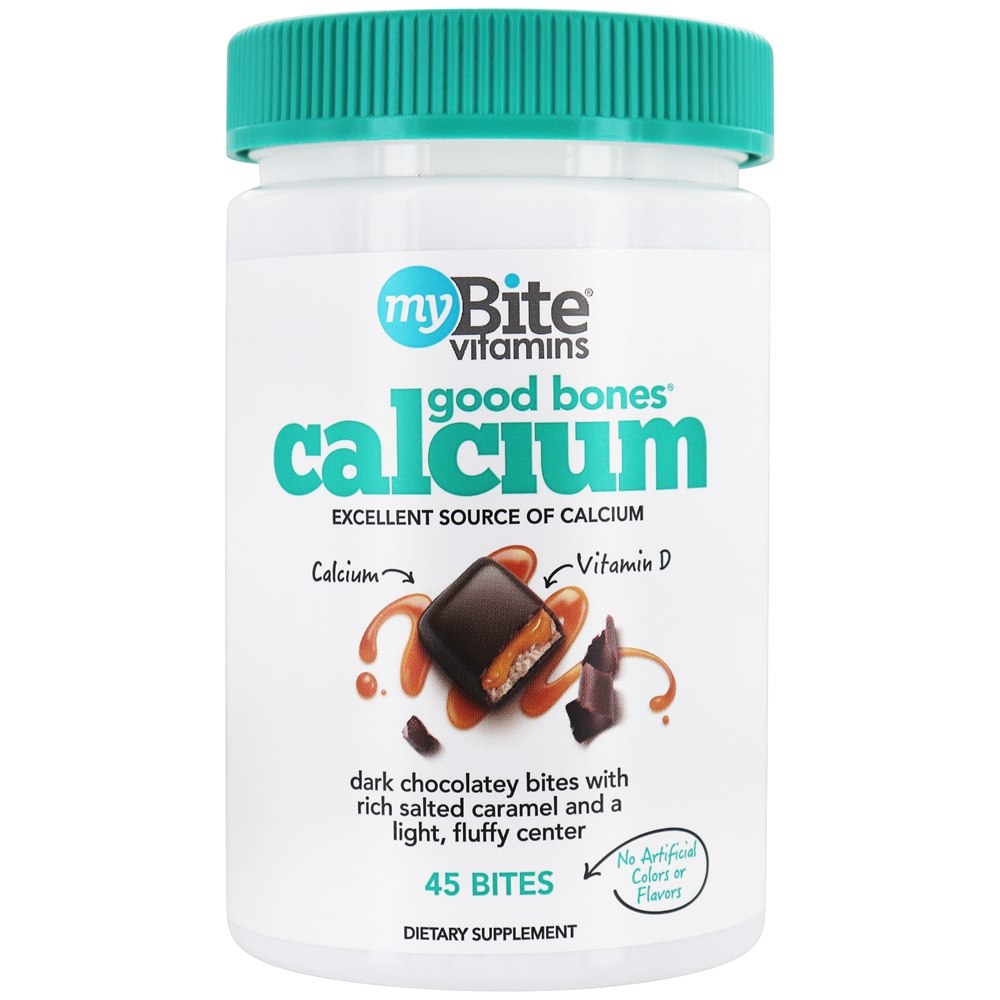 Bons Bons Excelente Fonte de Cálcio Plus Vitamina D Dark Chocolate - 45 Mordidas MyBite Vitamins