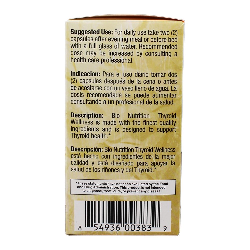 Bem-estar da tiróide 626 mg. - Cápsulas vegetarianas 60 Bio Nutrition - Imagem 4
