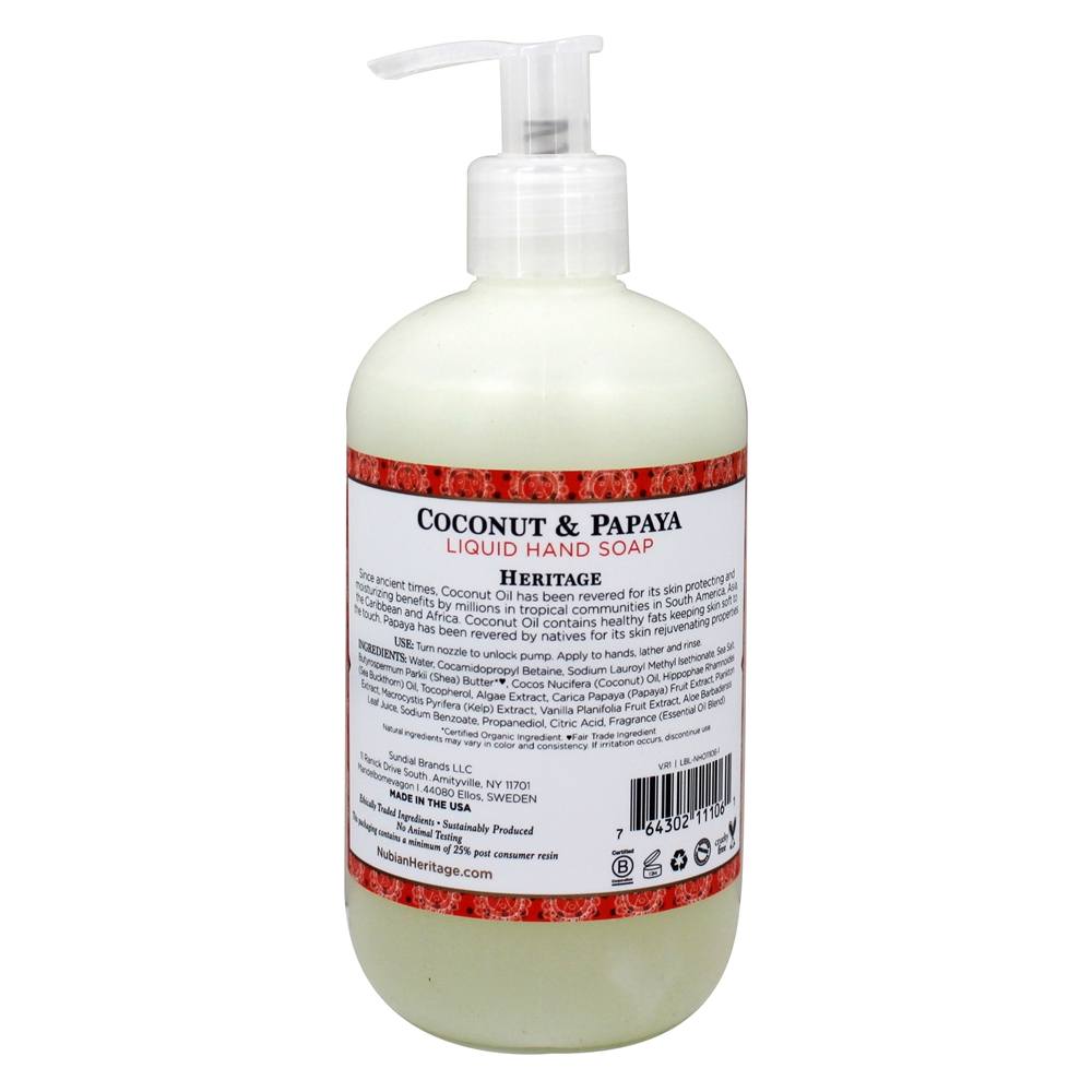 Polimento e renovação de sabonete líquido para mãos Coco e papaia - 12.3 fl. oz. Nubian Heritage - Imagem 2