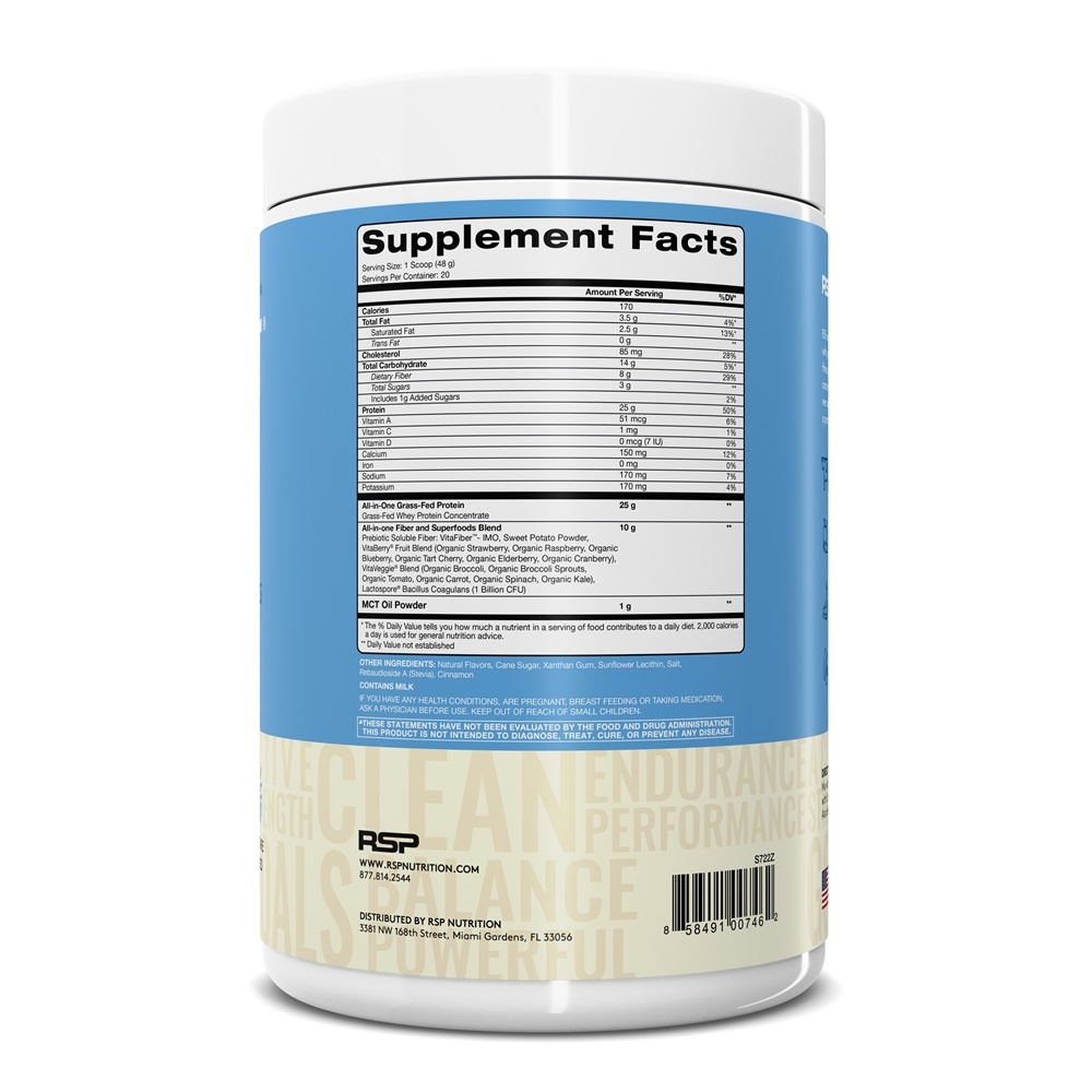 TrueFit Grass-Fed Proteína Shake Em Pó Baunilha - 2.11 lbs. RSP Nutrition - Imagem 2