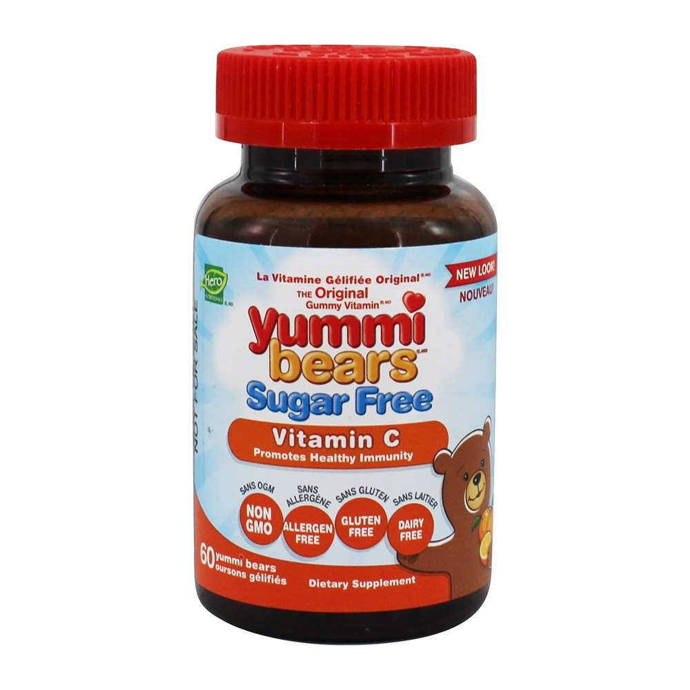 Yummi Bears Vitamina C de Vitamina C sem Açúcar Laranja 60 mg . - 60 Gummies Hero Nutritionals Products - Imagem 2