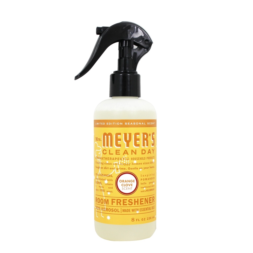 Cravo da índia alaranjado do pulverizador do aerossol do refrogerador de quarto de dia limpo - 8 oz. Mrs. Meyer's