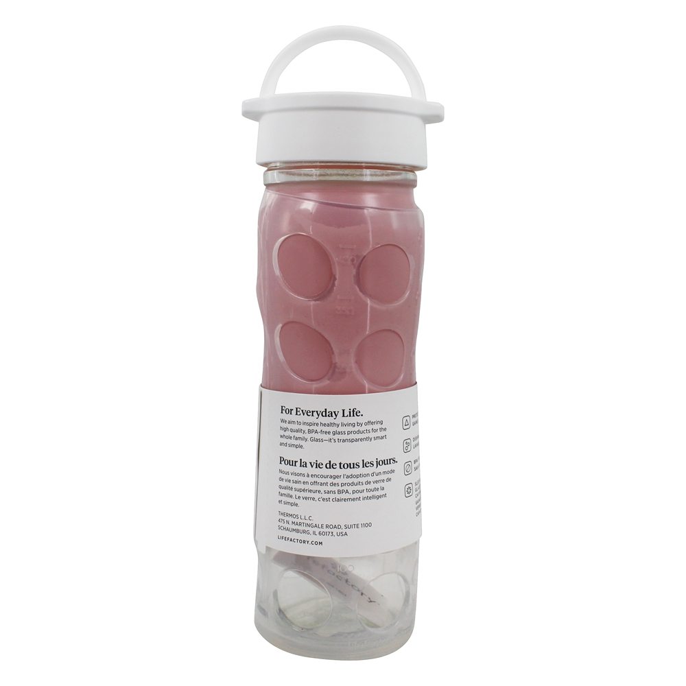 Garrafa de vidro de hidratação com tampa clássica e silicone manga rosa Ombre - 16 oz. Lifefactory - Imagem 3