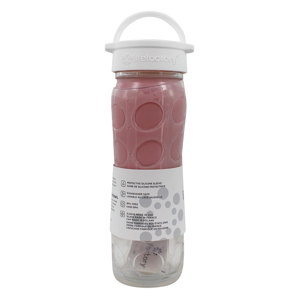 Garrafa de vidro de hidratação com tampa clássica e silicone manga rosa Ombre - 16 oz. Lifefactory - Imagem 4