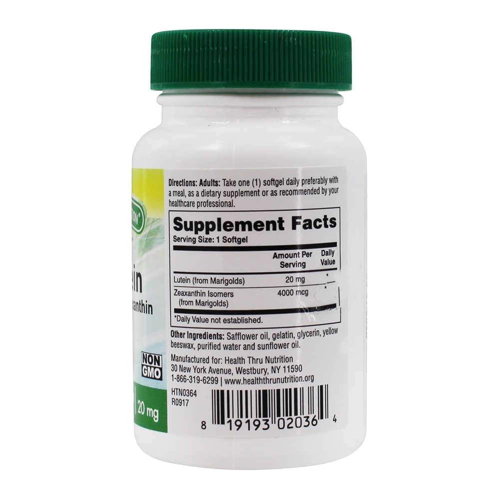 Luteína com Zeaxantina 20 mg . - 60 Softgels Health Thru Nutrition - Imagem 2