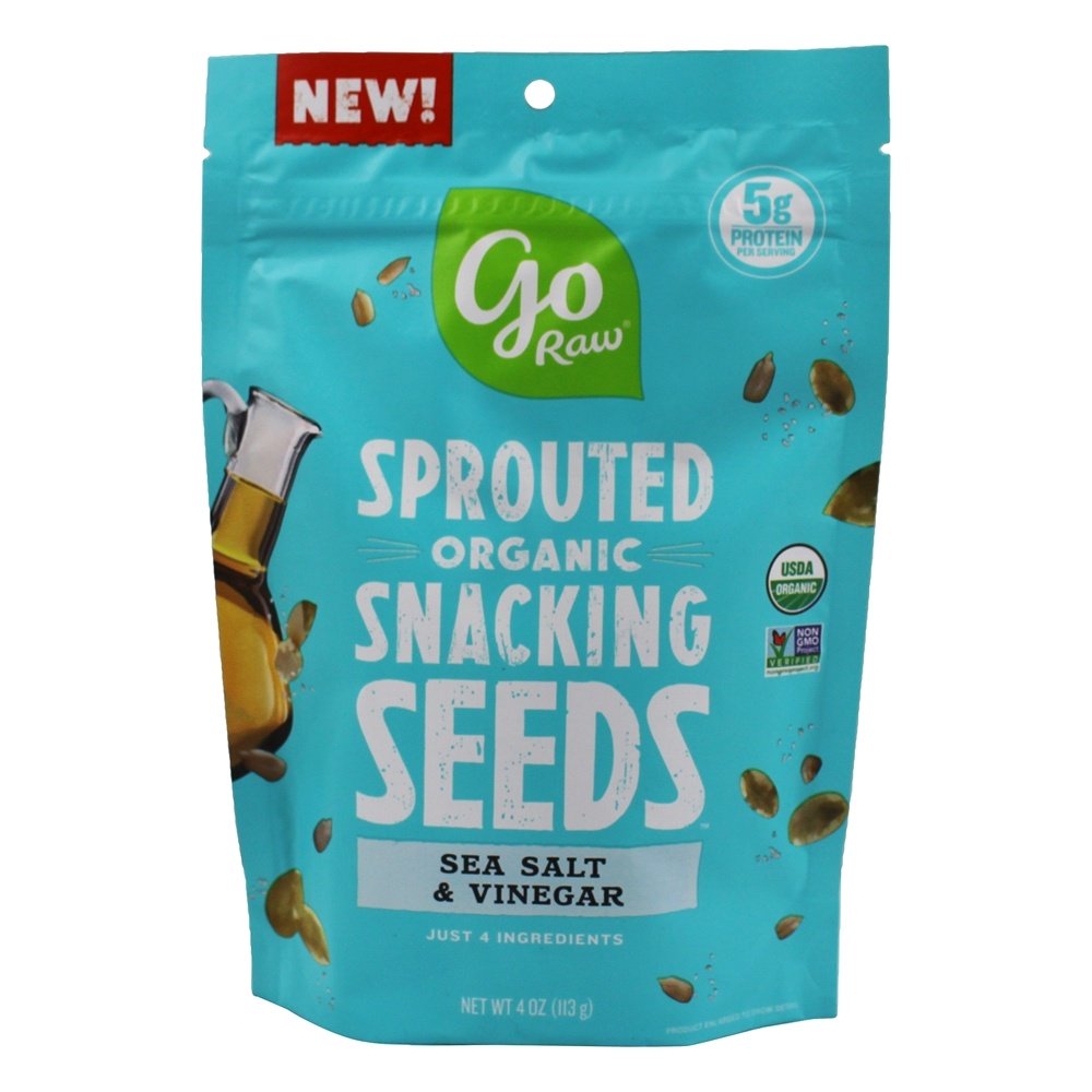Sementes de Snacking Orgânicas Brotadas Sal Marinho e Vinagre - 4 oz. Go Raw