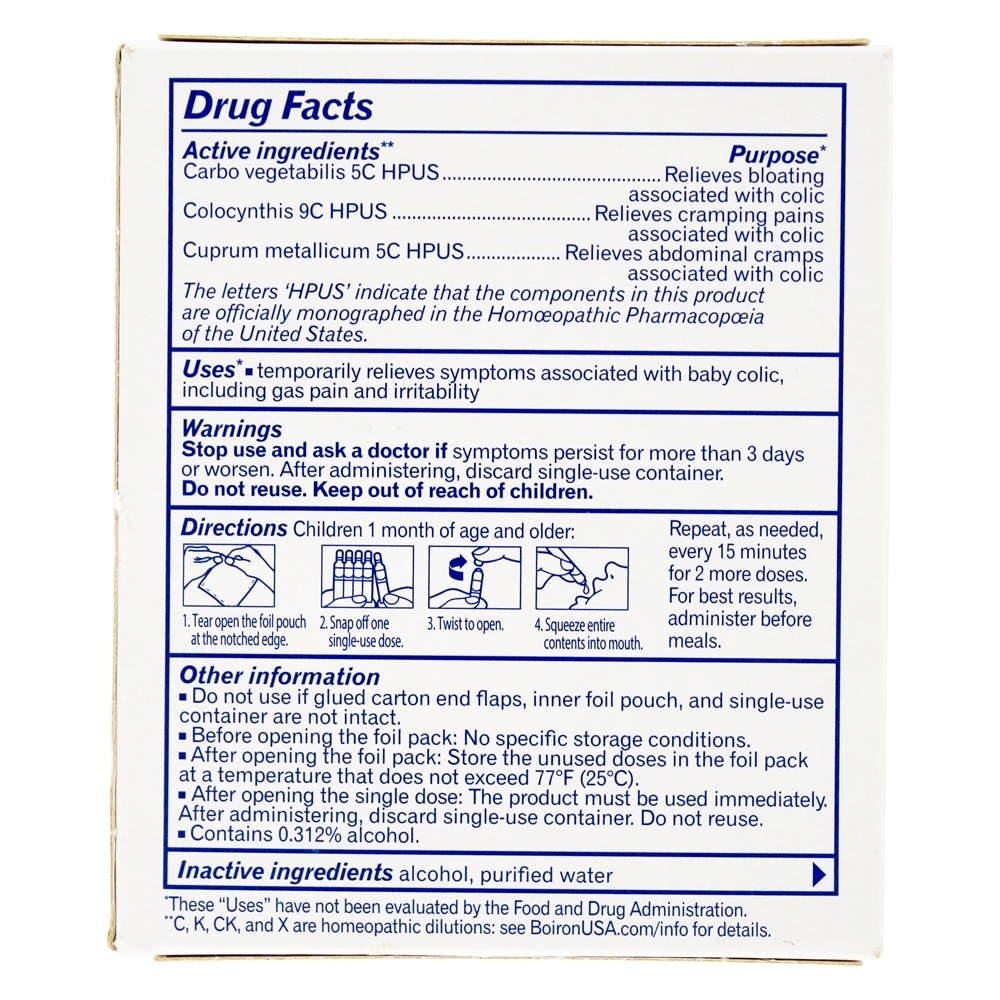 ColicComfort medicamento homeopático para alívio de cólicas e gases - 30 Dose (s) Boiron - Imagem 2