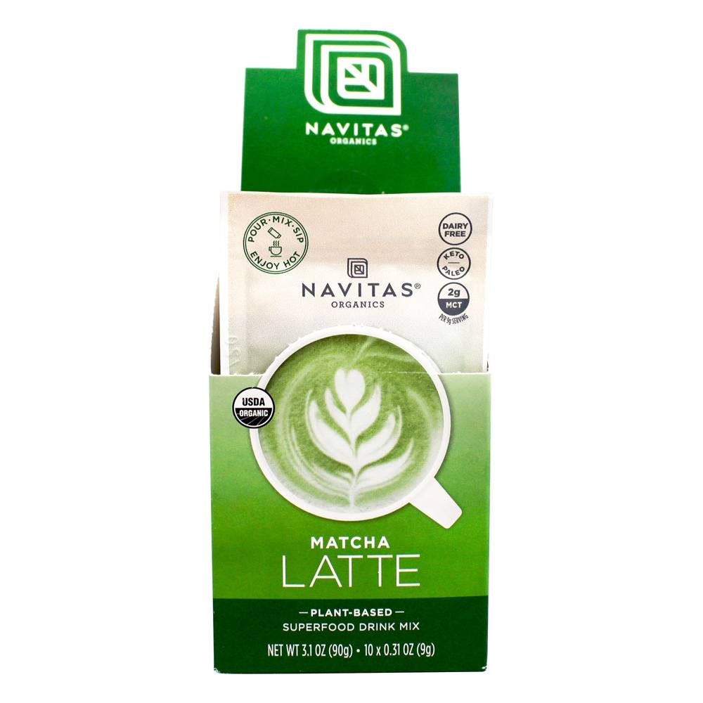 Latte Orgânico Superfood Bebida Mix Matcha - Pacote 10 Navitas Organics