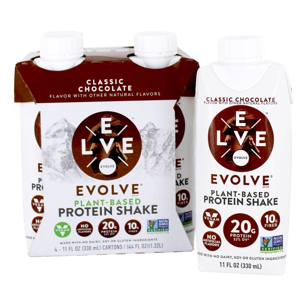 Shake de Proteína à Base de Plantas RTD Classic Chocolate - Pacote 4 Evolve