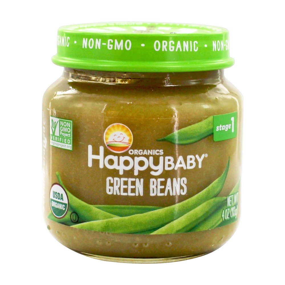 Bebê feliz orgânico claro crafted comida para bebé fase 1 feijão verde - 4 oz. Happy Family
