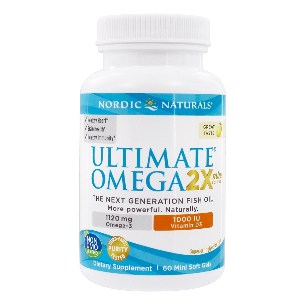 Omega 2X 1120 mg com Vitamina D3 1000UI Limão - 60 Mini cápsulas gelatinosas Nordic Naturals - Imagem 2