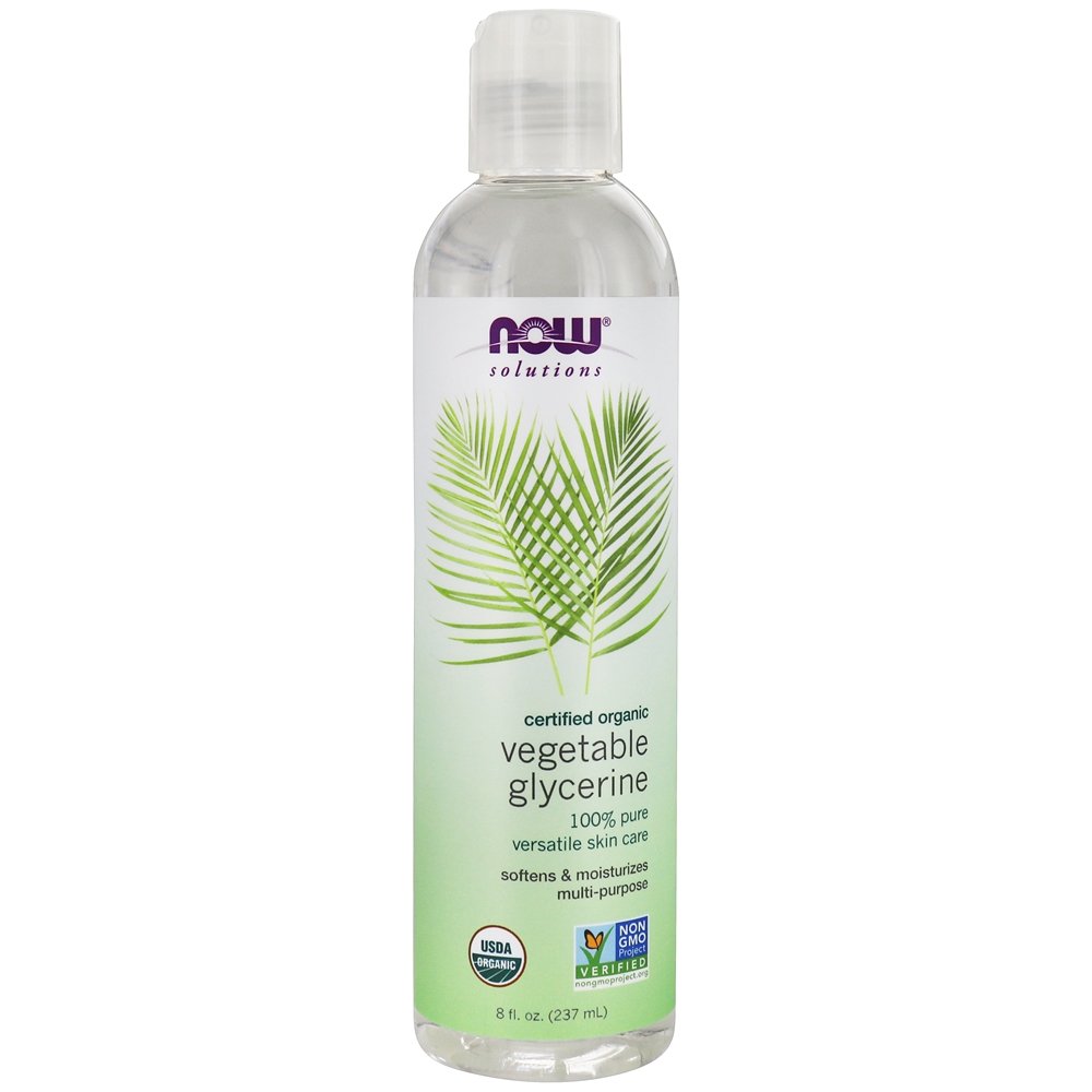 NOW Solutions Glicerina Vegetal Orgânica 100 % Pure Cuidados com a pele versáteis - 8 fl. oz. NOW Foods