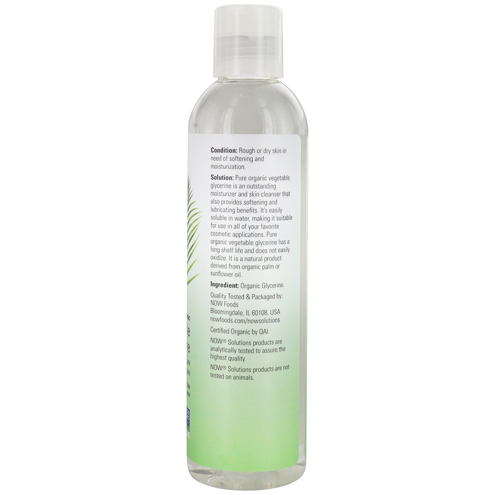 NOW Solutions Glicerina Vegetal Orgânica 100 % Pure Cuidados com a pele versáteis - 8 fl. oz. NOW Foods - Imagem 2