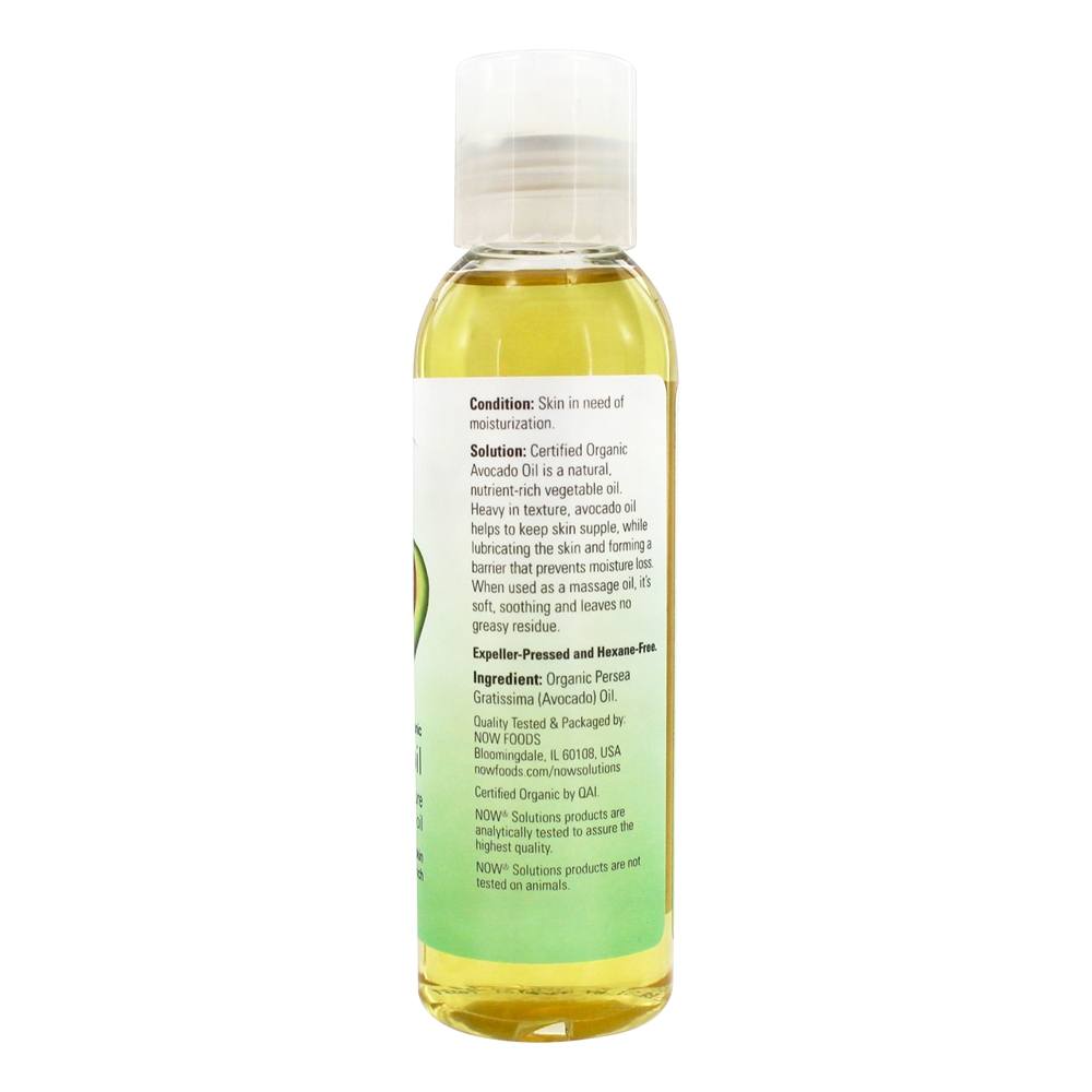 NOW Solutions 100 % Pure Óleo de Abacate Orgânico Hidratante - 4 fl. oz. NOW Foods - Imagem 3