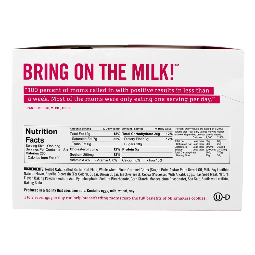 Milkmakers Lactation Cookie Bites Caixa De Chocolate Caramelo Salgado - 6 Malas Munchkin Inc. - Imagem 2