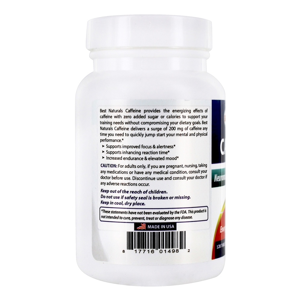 Suporte ao Estimulador Neuromuscular da Cafeína 200 mg . - 120 Tablets Best Naturals - Imagem 3