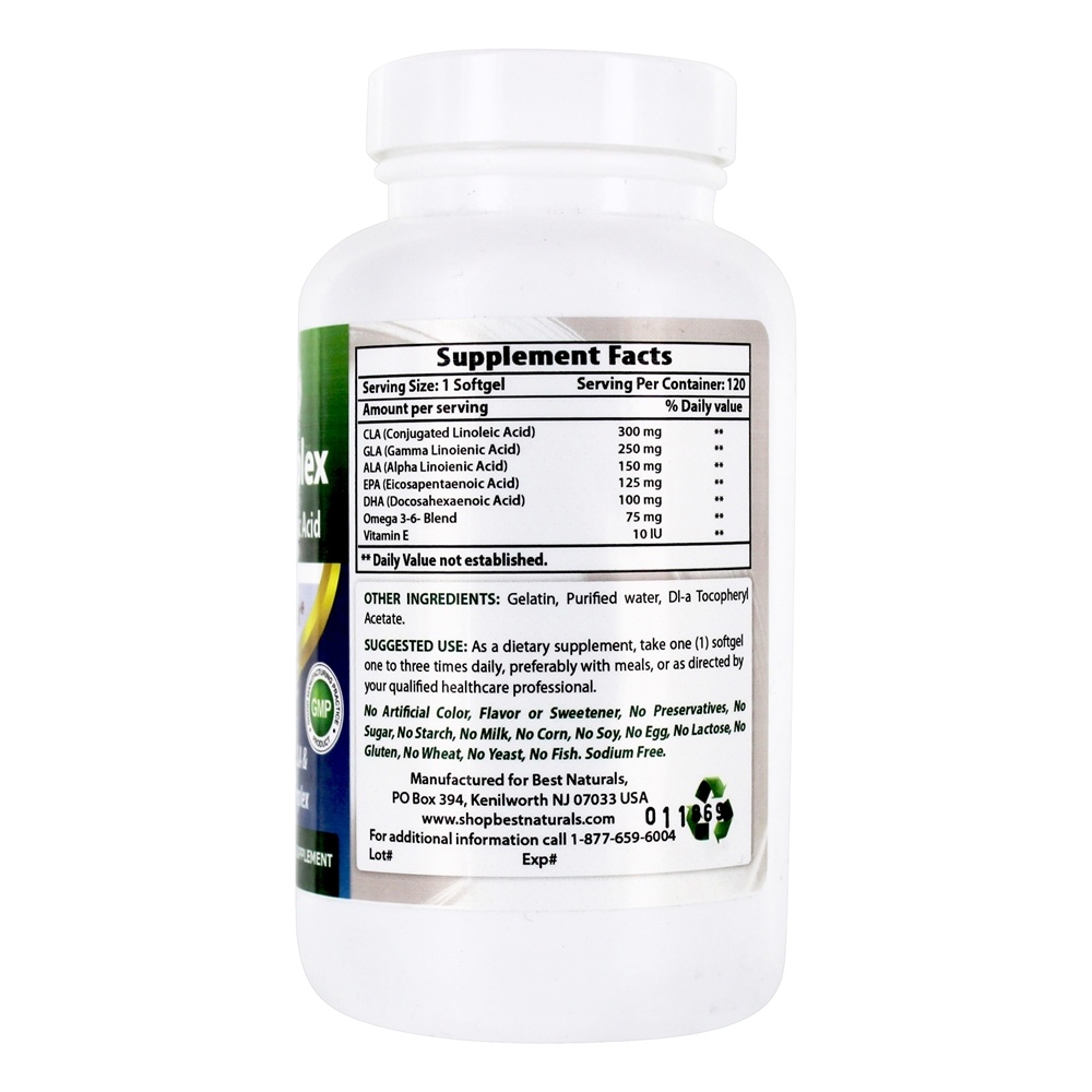 Fórmula de controle de peso de ácido linoléico conjugado complexo CLA - 120 Softgels Best Naturals - Imagem 2