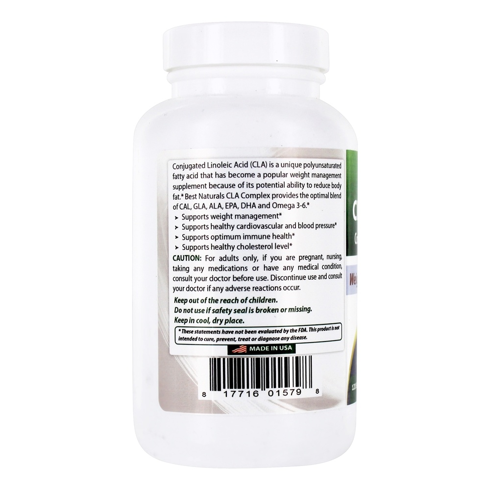Fórmula de controle de peso de ácido linoléico conjugado complexo CLA - 120 Softgels Best Naturals - Imagem 3