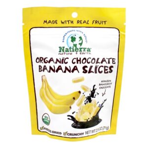 Comprar fatias de banana com cobertura de chocolate natural natierra - 2. 5 oz. Nature's all foods preço no brasil casa e produtos alimentícios frutas secas produtos alimentícios suplemento importado loja 299 online promoção -