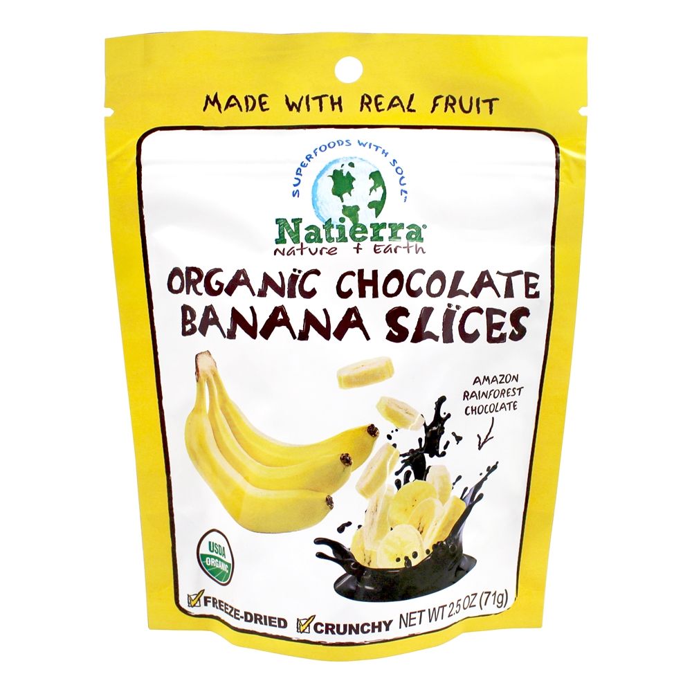 Fatias de banana com cobertura de chocolate natural Natierra - 2.5 oz. Nature's All Foods