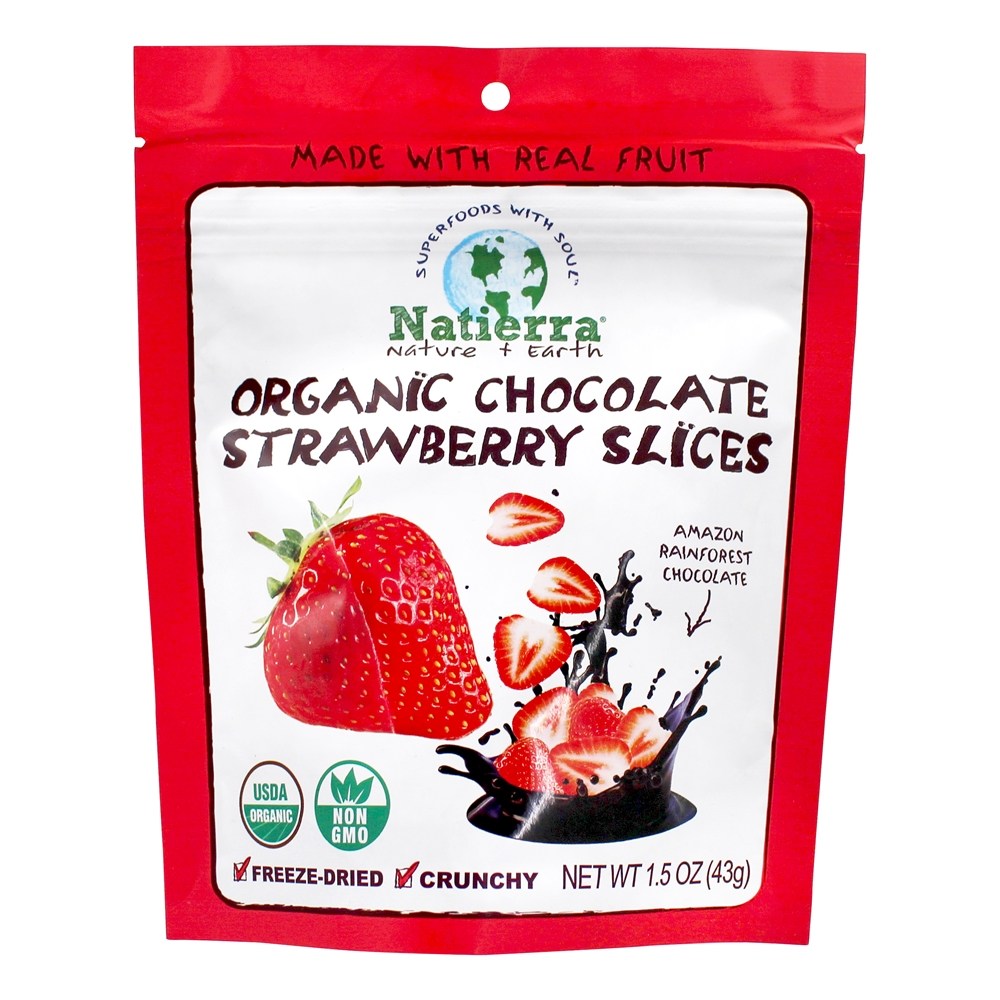 Fatias de morango chocolate Natierra liofilizado - 1.5 oz. Nature's All Foods