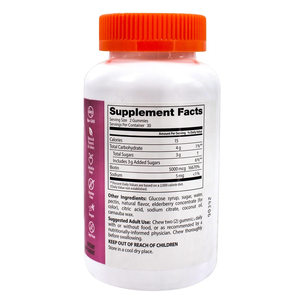 Biotin Gummies Strawberry Delight 5000 mcg. - 30 Gummies Doctor's Best - Imagem 2