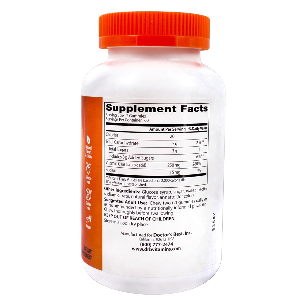 Vitamina C Gummies Bliss Laranja 250 mg . - 120 Gummies Doctor's Best - Imagem 2