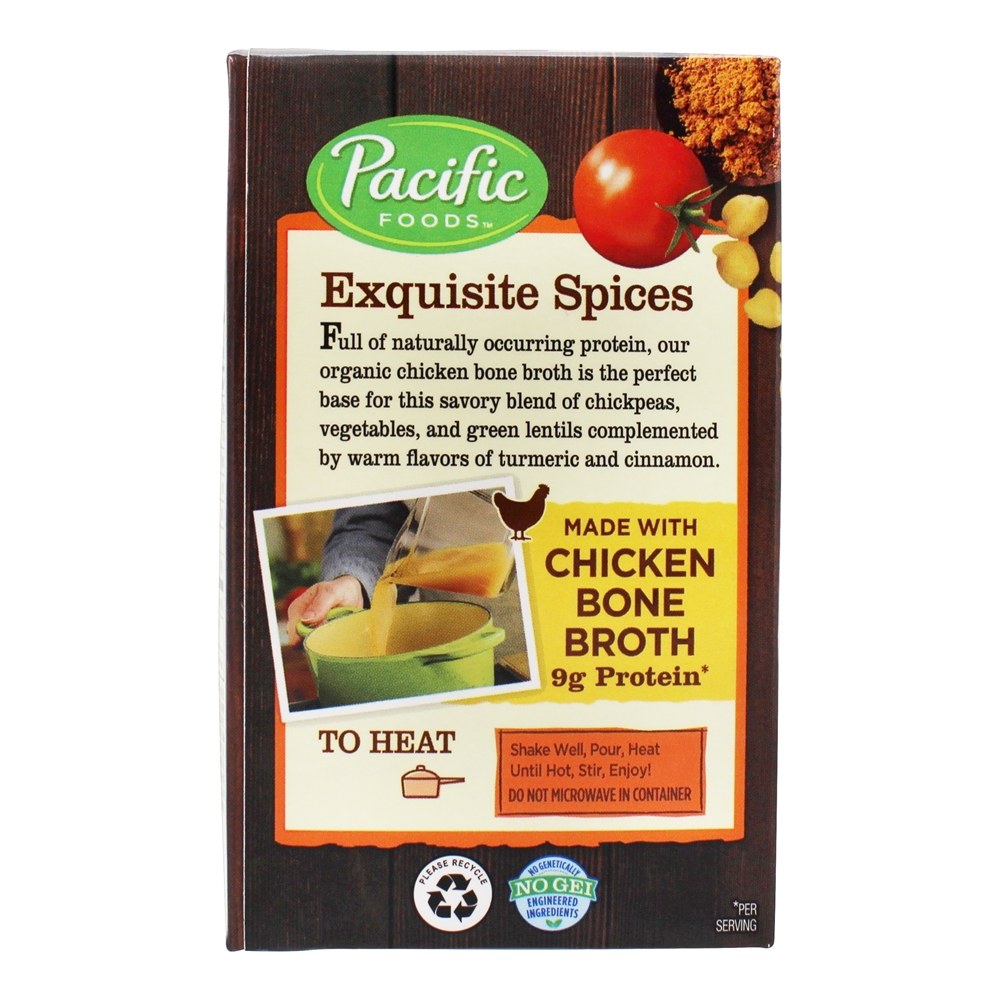 Sopa de curry de grão de bico orgânico com caldo de osso de galinha - 17 oz. Pacific Foods - Imagem 3