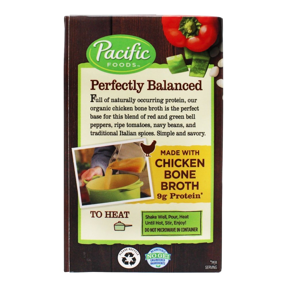 Sopa de legumes italiana orgânica saudável com caldo de osso de galinha - 17 oz. Pacific Foods - Imagem 3