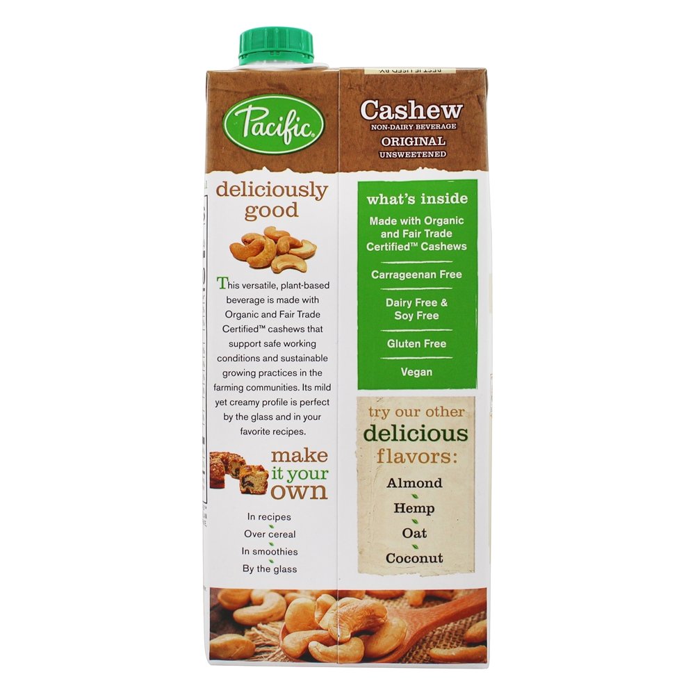 Original não adoçado da bebida Non-Dairy do caju - 32 fl. oz. Pacific Foods - Imagem 3