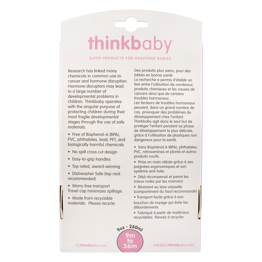 Sippy do Steel Cup Spout Trainer Estágio C 9 para 36 meses Pink - 9 oz. Thinkba - Imagem 2