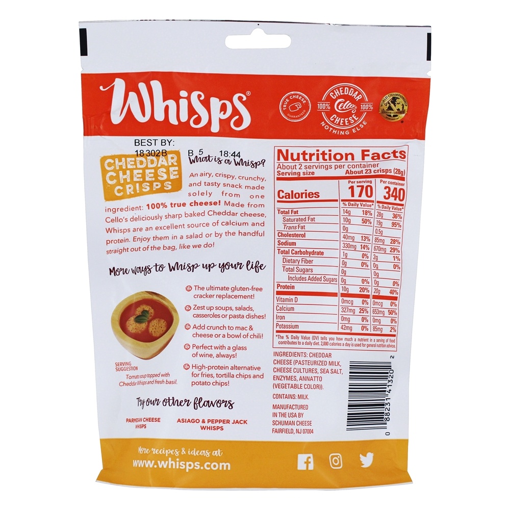 Whisps Queijo Crisps Queijo Cheddar - 2.12 oz. Cello - Imagem 2