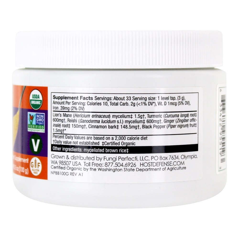 MycoBotanicals Cérebro & Body Support Powder - 3.5 oz. Host Defense - Imagem 2