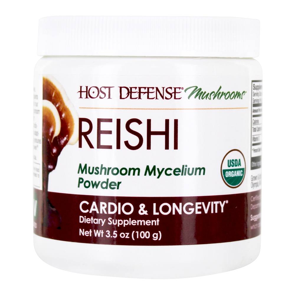 Reishi Cardio & Longevidade Suporte Cogumelo Micélio Em Pó - 3.5 oz. Host Defense