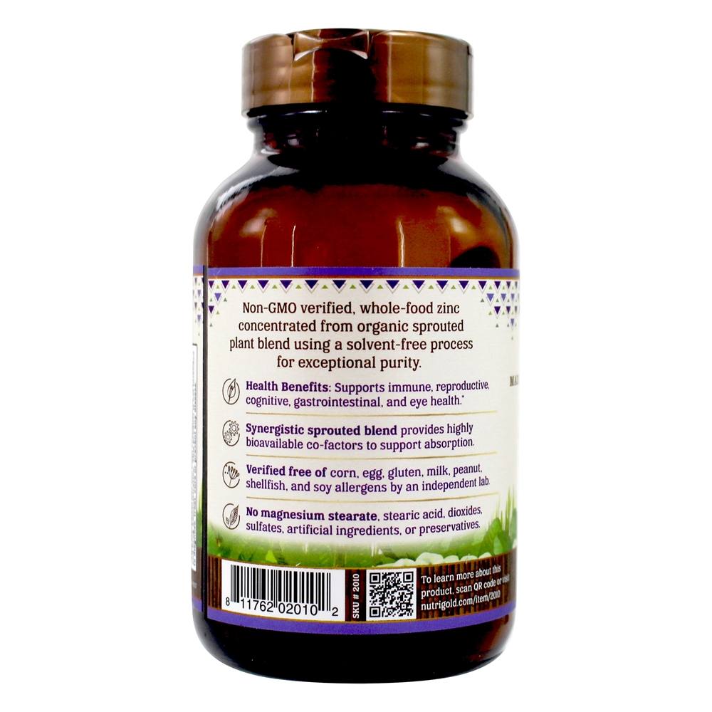 Alimentos mg Orgânicos de Zinco e Ouro 15 . - Cápsulas Vegan 60 Nutrigold - Imagem 3