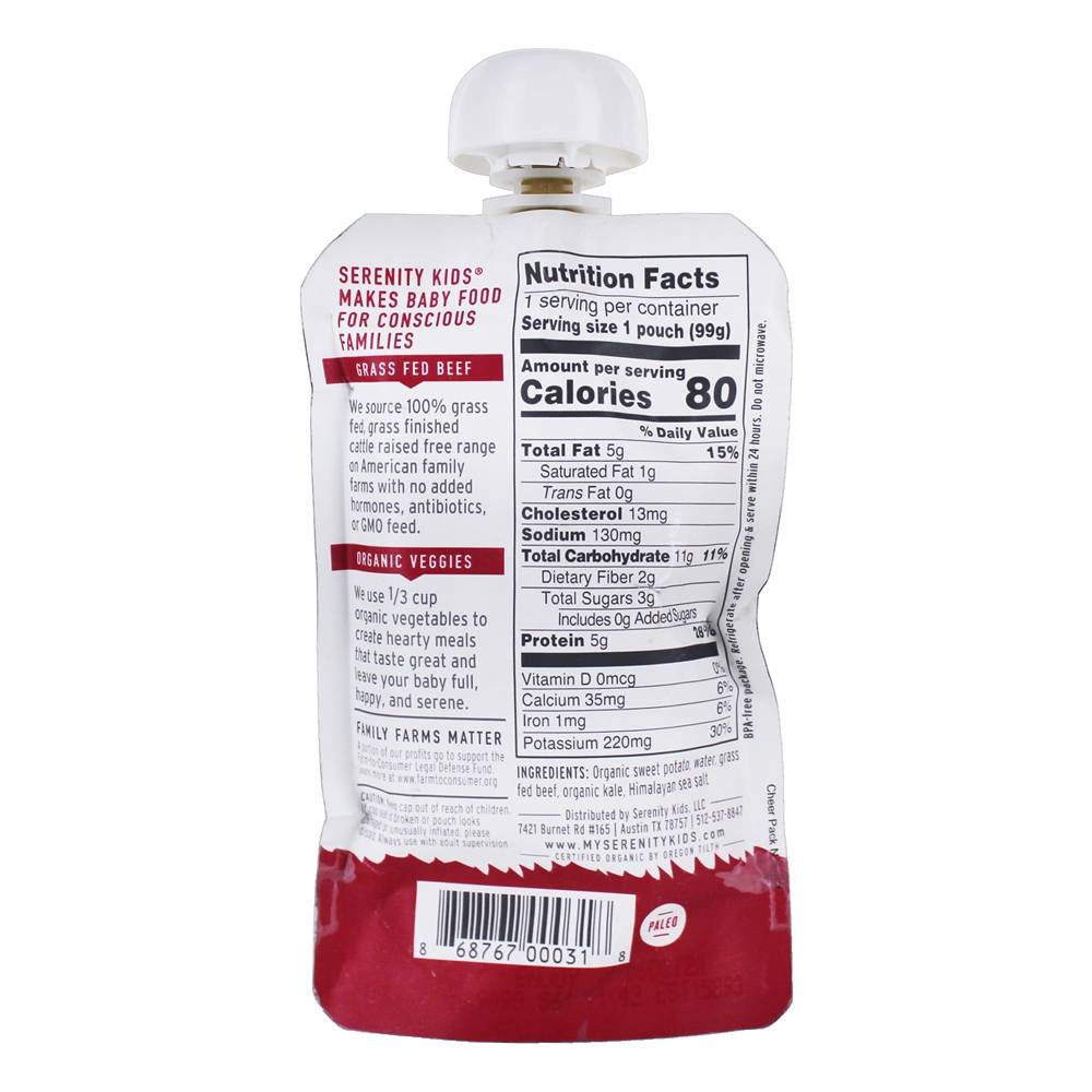 Comida para Bebés 6 + Meses de Carne de Frango com Couve Orgânica e Batata Doce - 3.5 oz. Serenity Kids - Imagem 2