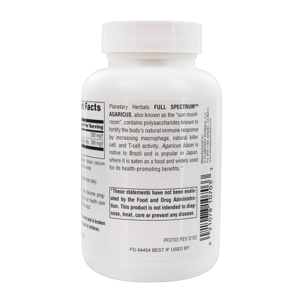 Spectrum Agaricus Imune & Natural Killer Cell Activator 500 mg . - Cápsulas 90 Planetary Herbals - Imagem 3