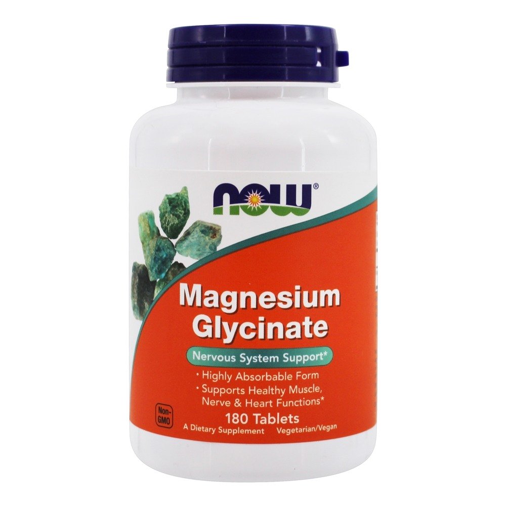 Suporte ao Sistema Nervoso de Glicinato de Magnésio 200 mg . - 180 Tablets NOW Foods